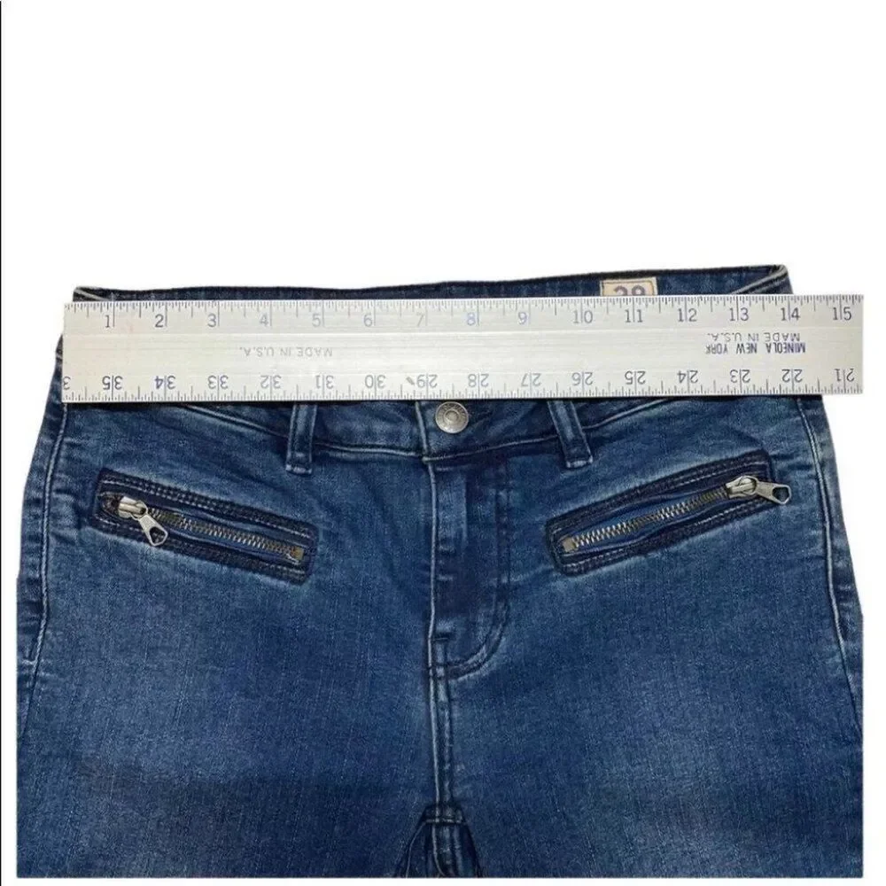 Free People We The Free Size 28 Dark Wash Skinny Jeans Zip Pockets Ankle Zips